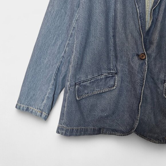 Lauren Ralph Lauren Plus Size One-Button Denim Blazer City Blue Wash Y2K NWT - Picture 4 of 14